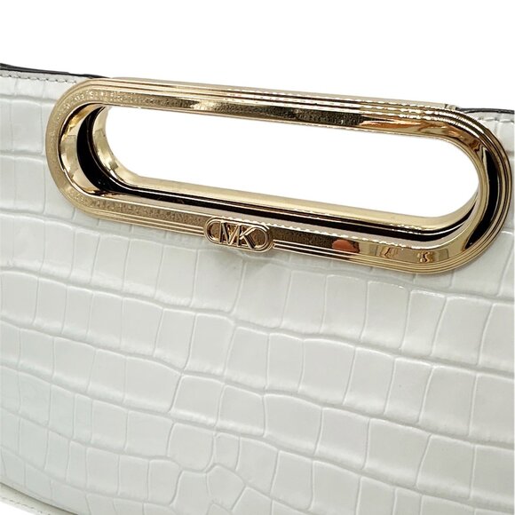 Michael Kors Convertible Leather Clut Optic White Retail $298 Clearance Sale - Picture 3 of 12